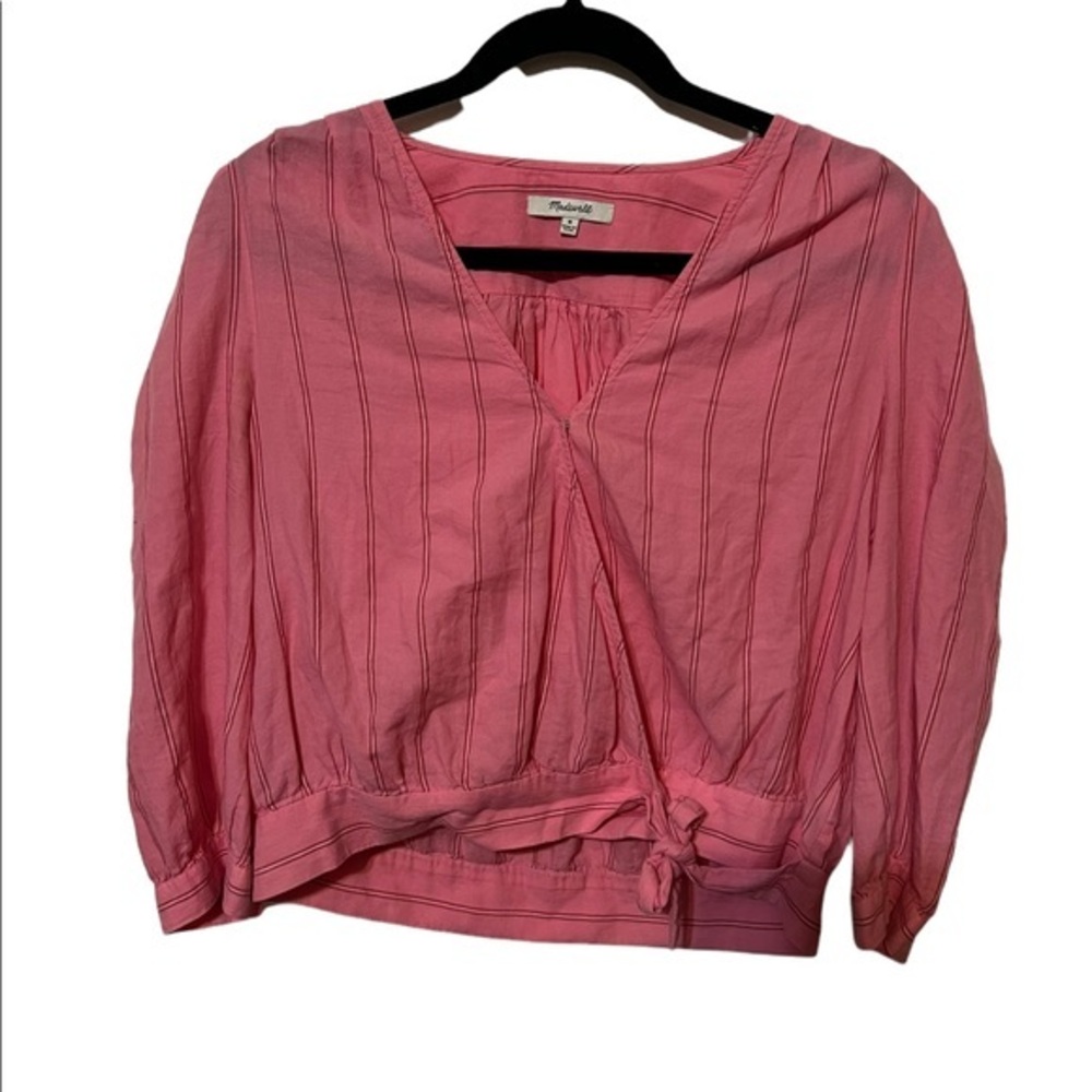 Madewell Pink Mock Wrap Top 100% Cotton Size Medium